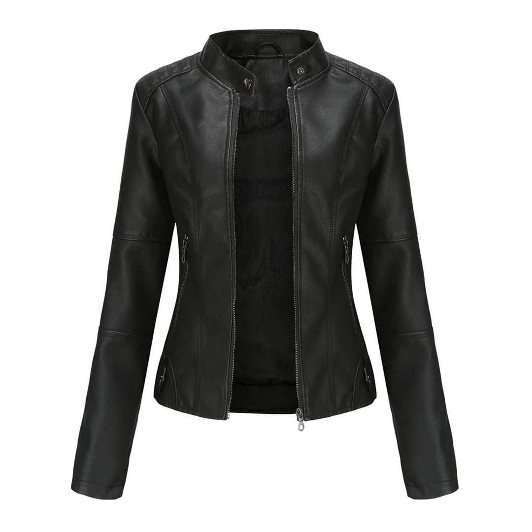 Kirsten | Damen Kunstleder-Bikerjacke mit Reißverschluss