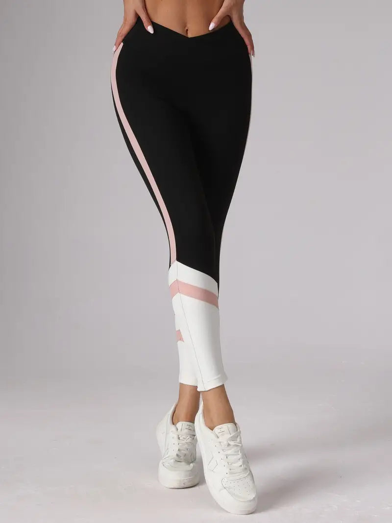 Gestreifte Seiten | Colorblock-Fitness-Leggings
