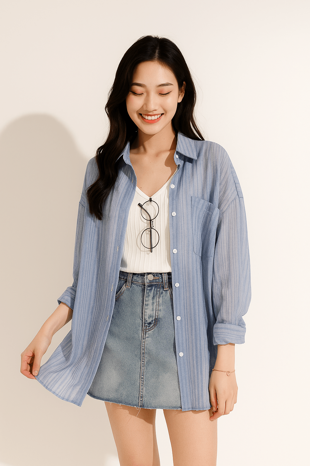 Bluse mit Knopfleiste und Brusttasche Damen | Lockerer Schnitt & Pflegeleichter Look