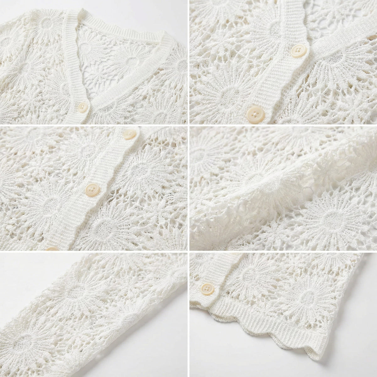 Charlotte™ Strickjacke aus floralem Häkelmuster mit veredeltem, handwerklichem Finish
