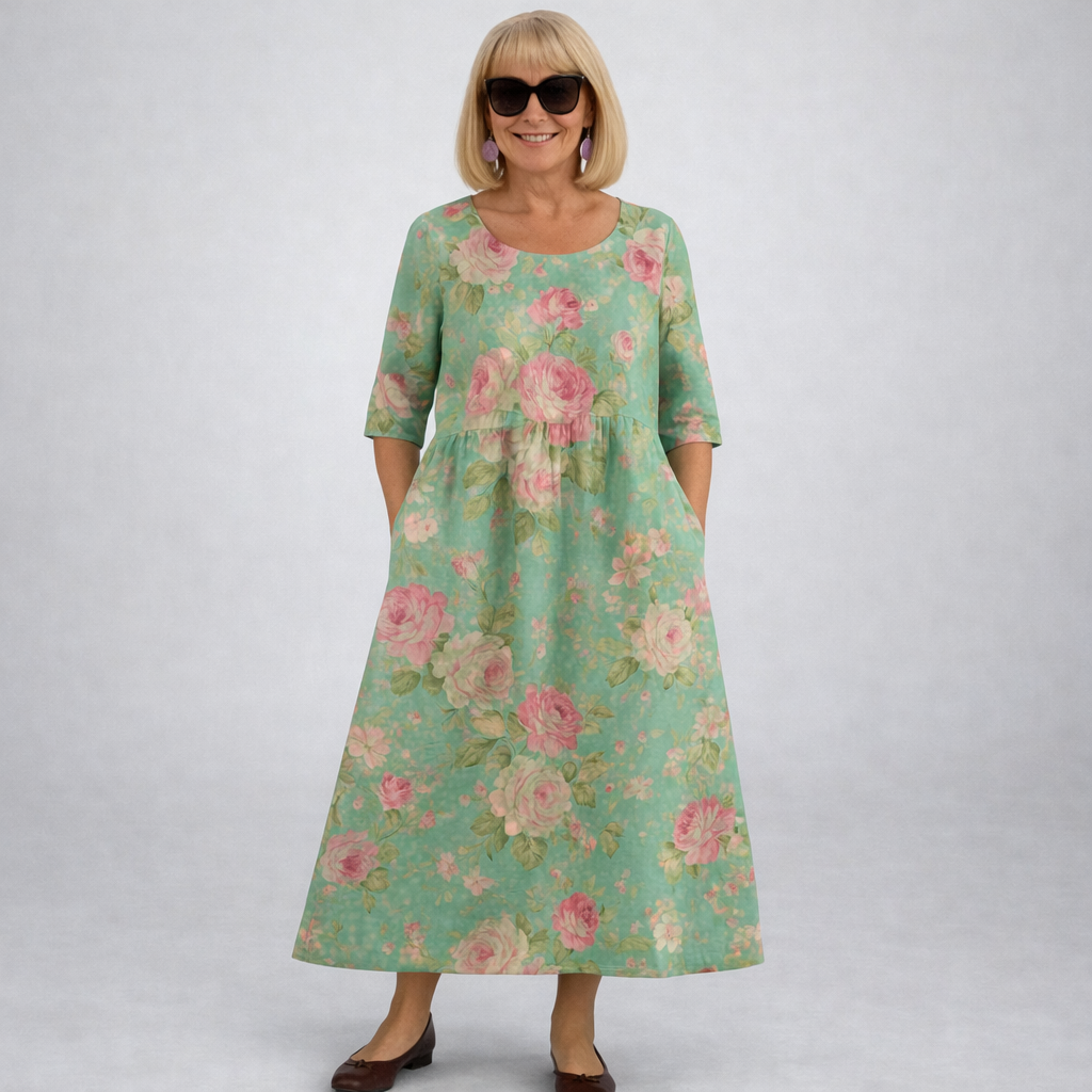 Zunia – Midi-Kleid Mit Blumenmuster Und Taschen
