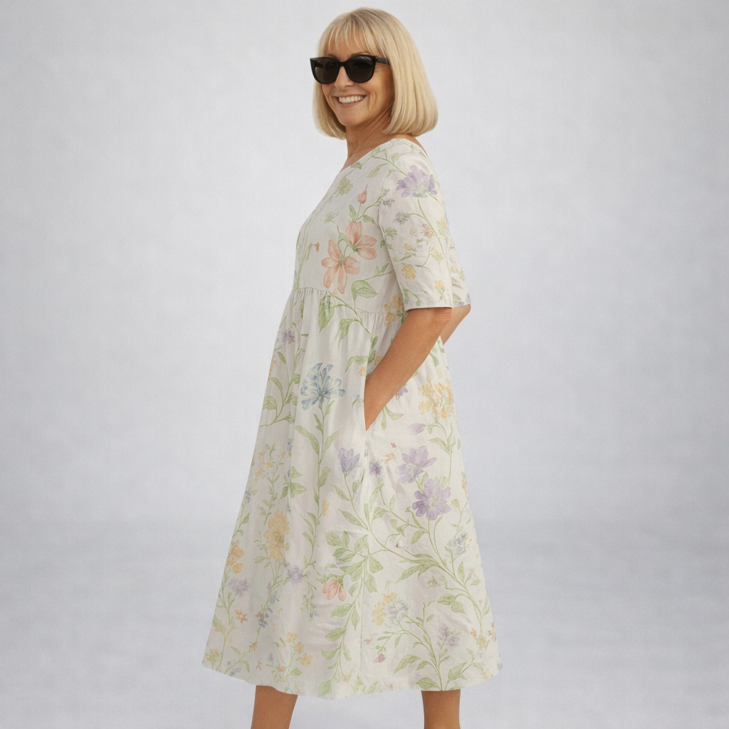 Zunia – Midi-Kleid Mit Blumenmuster Und Taschen
