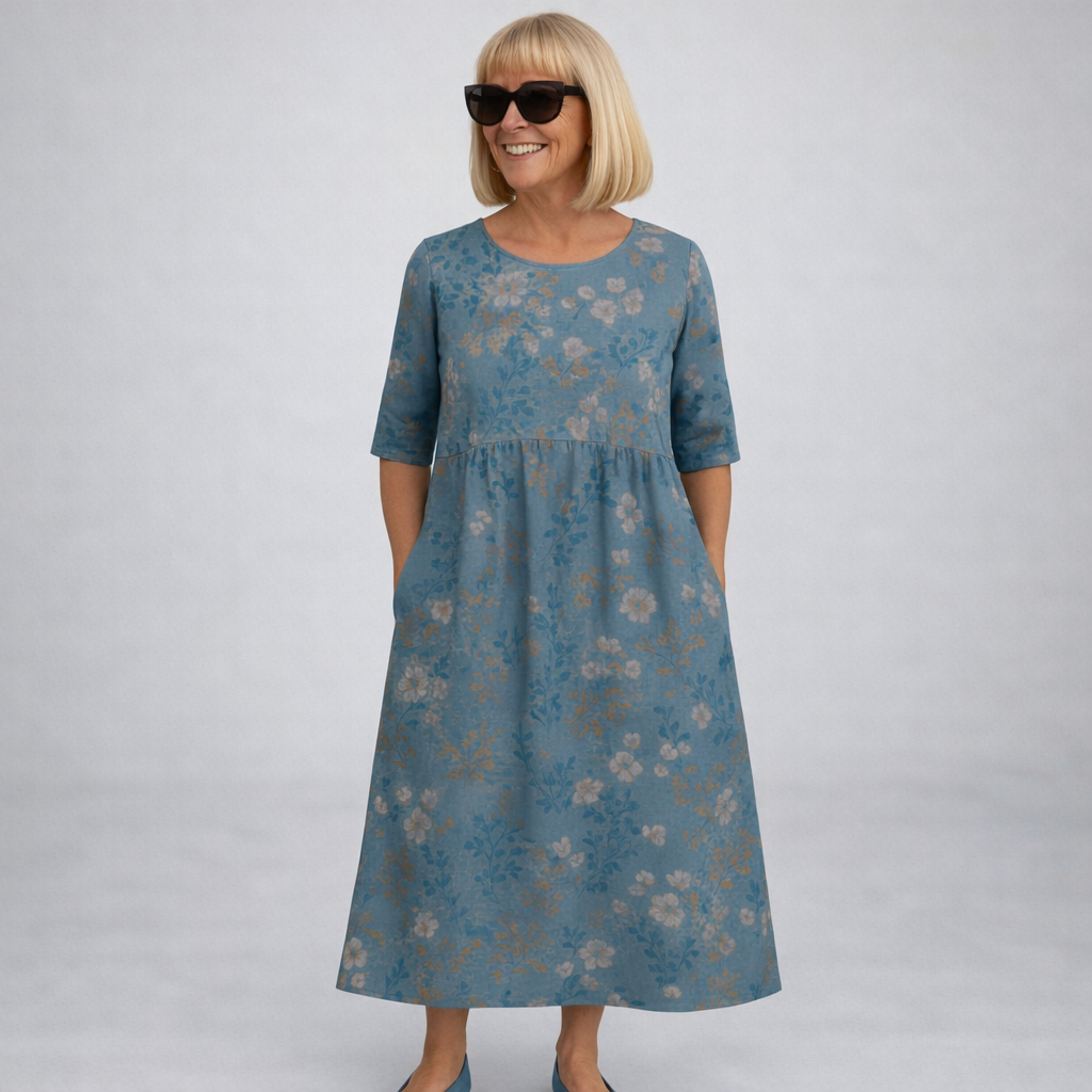 Zunia – Midi-Kleid Mit Blumenmuster Und Taschen