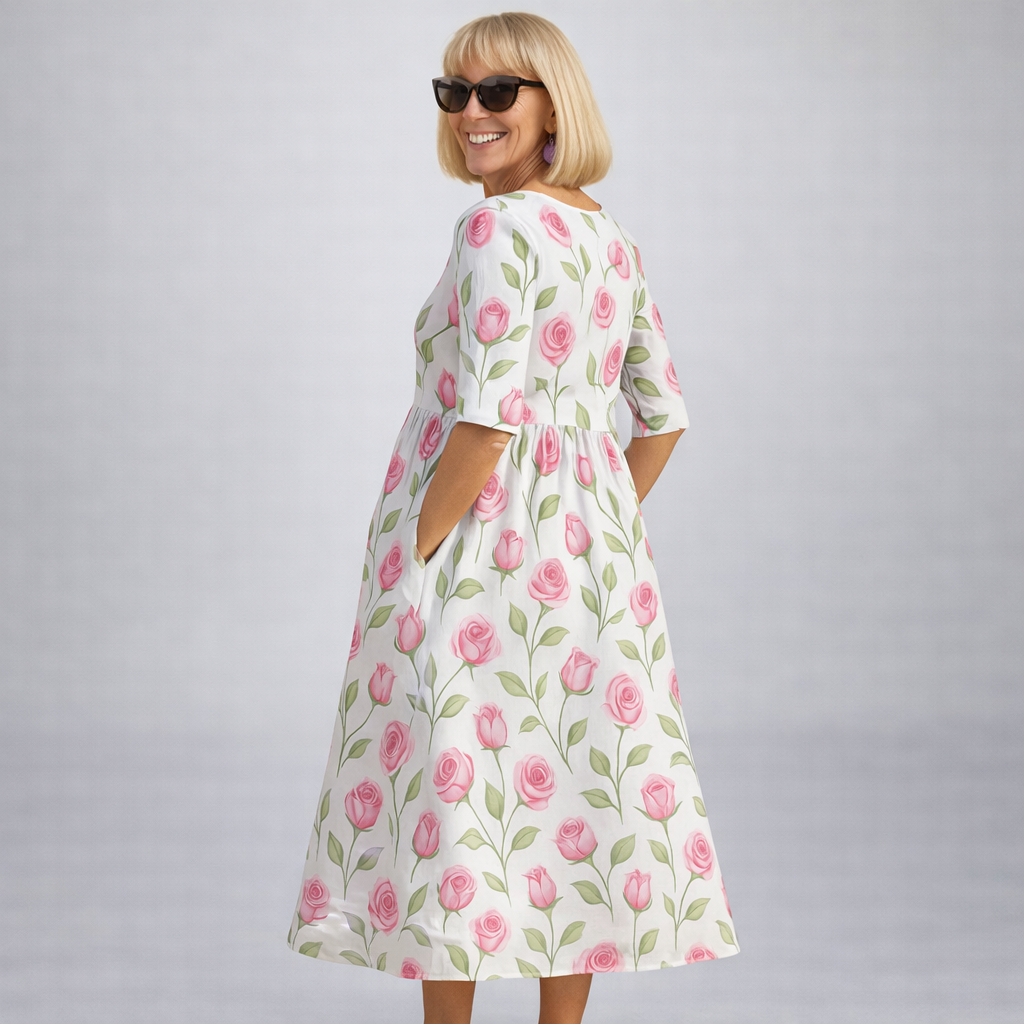 Zunia – Midi-Kleid Mit Blumenmuster Und Taschen