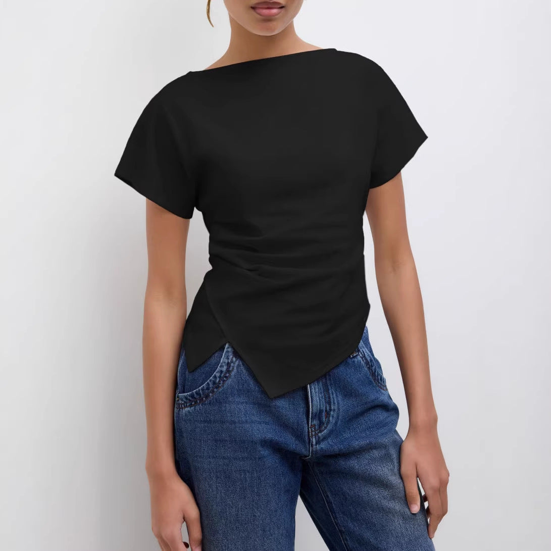 Cropped T Shirt Damen | Asymmetrisch & Drapiert