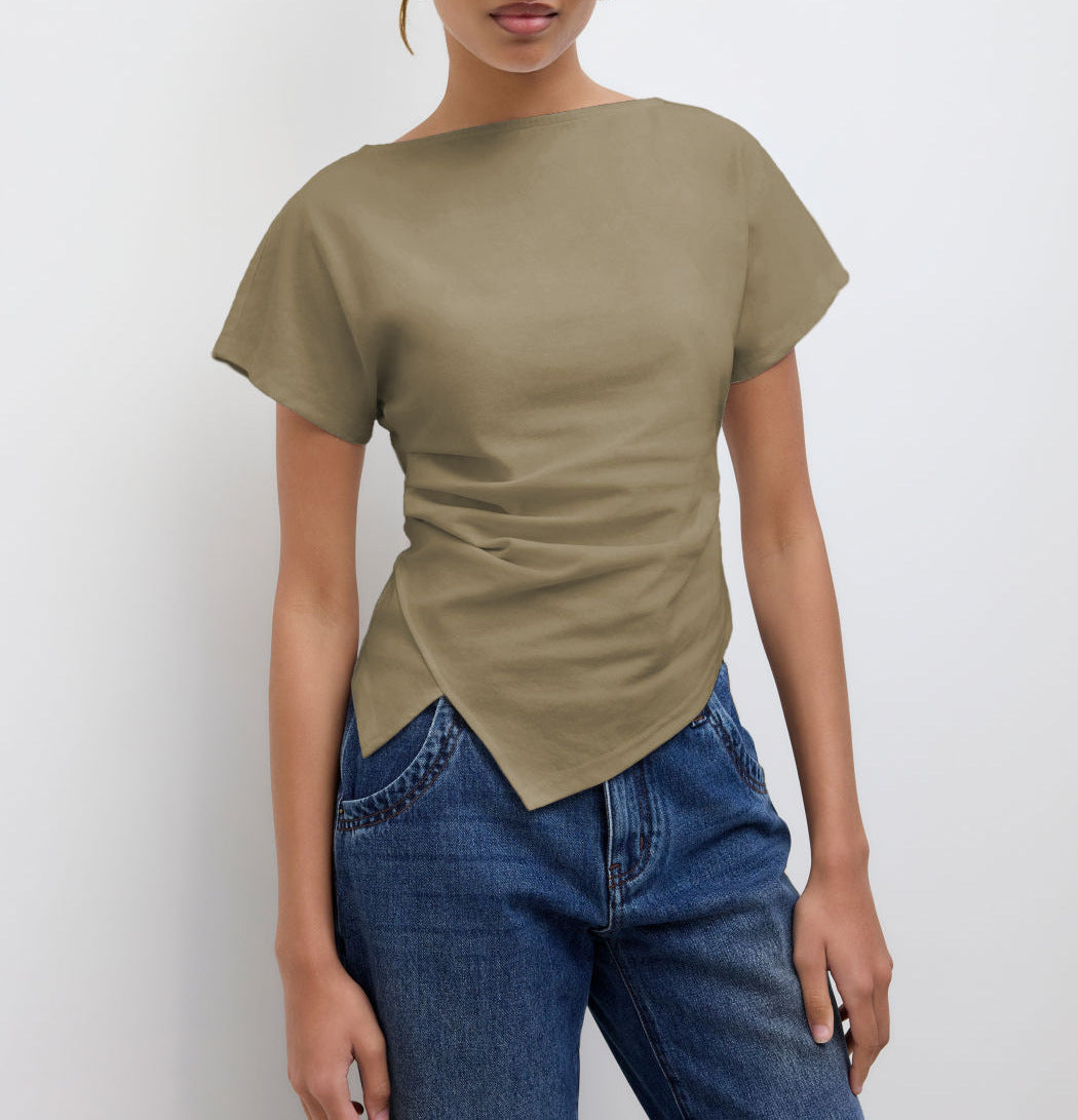 Cropped T Shirt Damen | Asymmetrisch & Drapiert