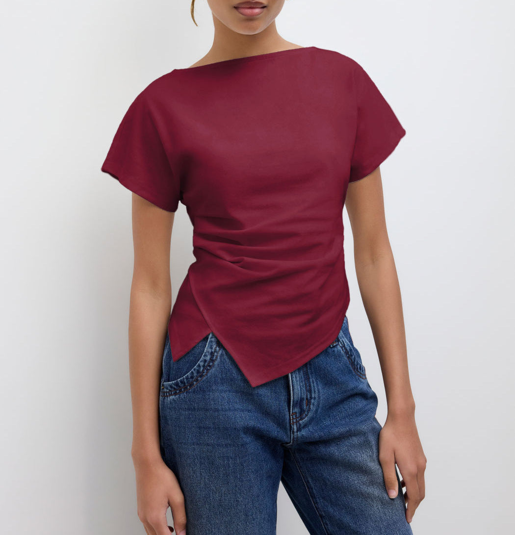 Cropped T Shirt Damen | Asymmetrisch & Drapiert