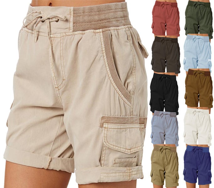 Audria – Kurzhosen mit hoher Taille Kordelzug und Cargotaschen
