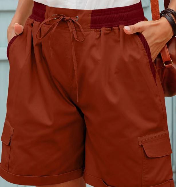 Audria – Kurzhosen mit hoher Taille Kordelzug und Cargotaschen