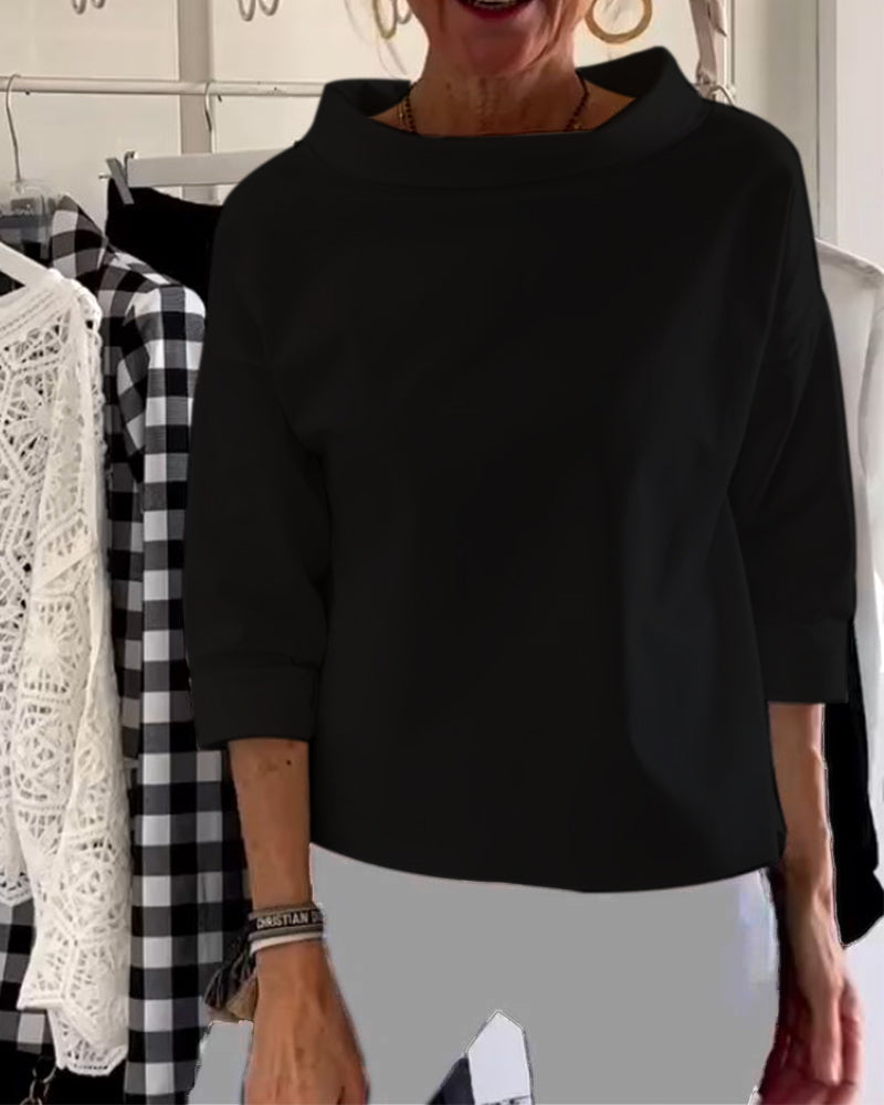 Damen Oberteil Shirt | U-Boot-Kragen & Lockerer Schnitt