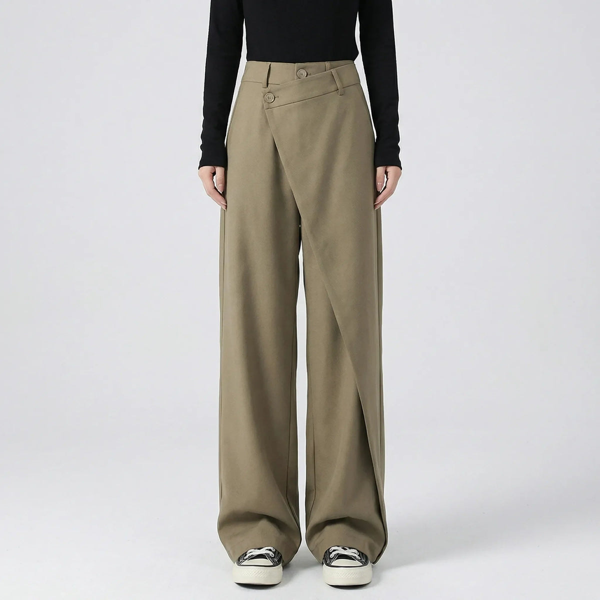 Damenhose | Wide-Leg Schnitt & Wickel-Optik für Elegante Linie