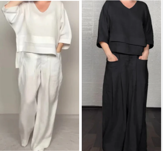 Noa | Damen Weites Minimalistisches Zweiteiler-Set – Minimal Set Wide Leg