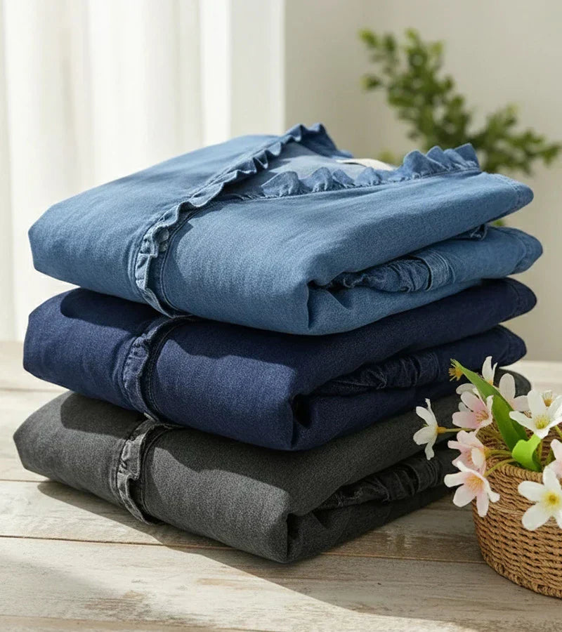 Aelyssa - Soft-Touch-Bluse mit Rüsche am V-Ausschnitt