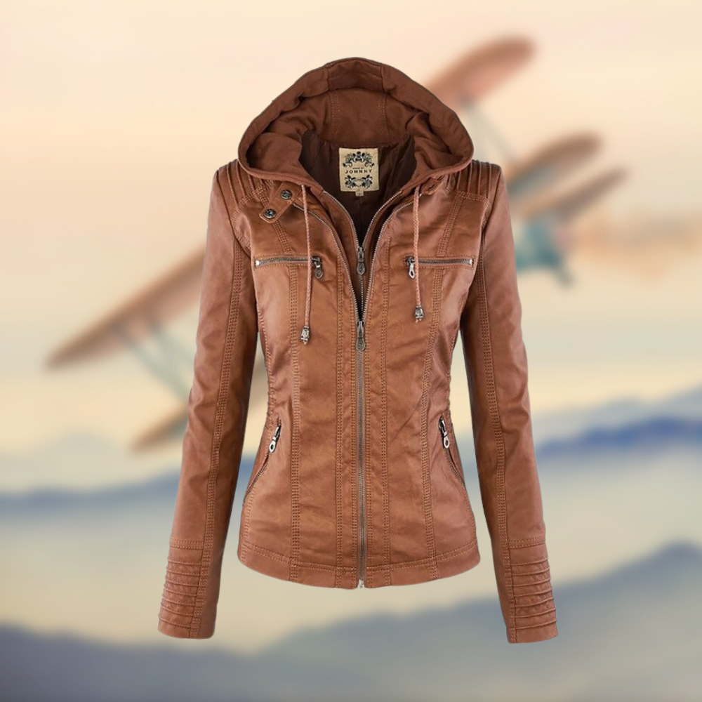 Drune | Damen Kapuzenlederjacke - Stilvoll & Funktional