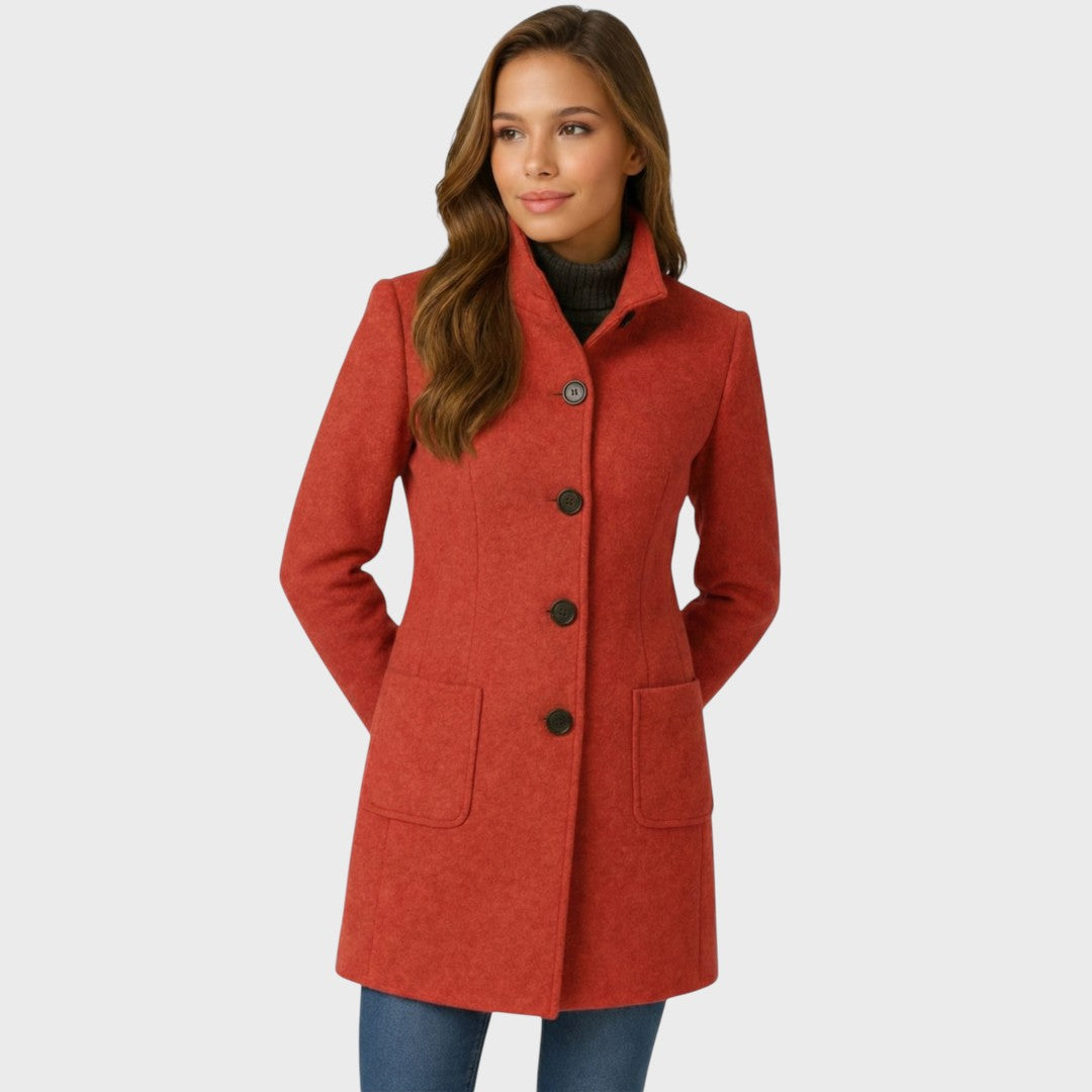 Ellarose – Eleganter Wollmantel Mit Knopfleiste