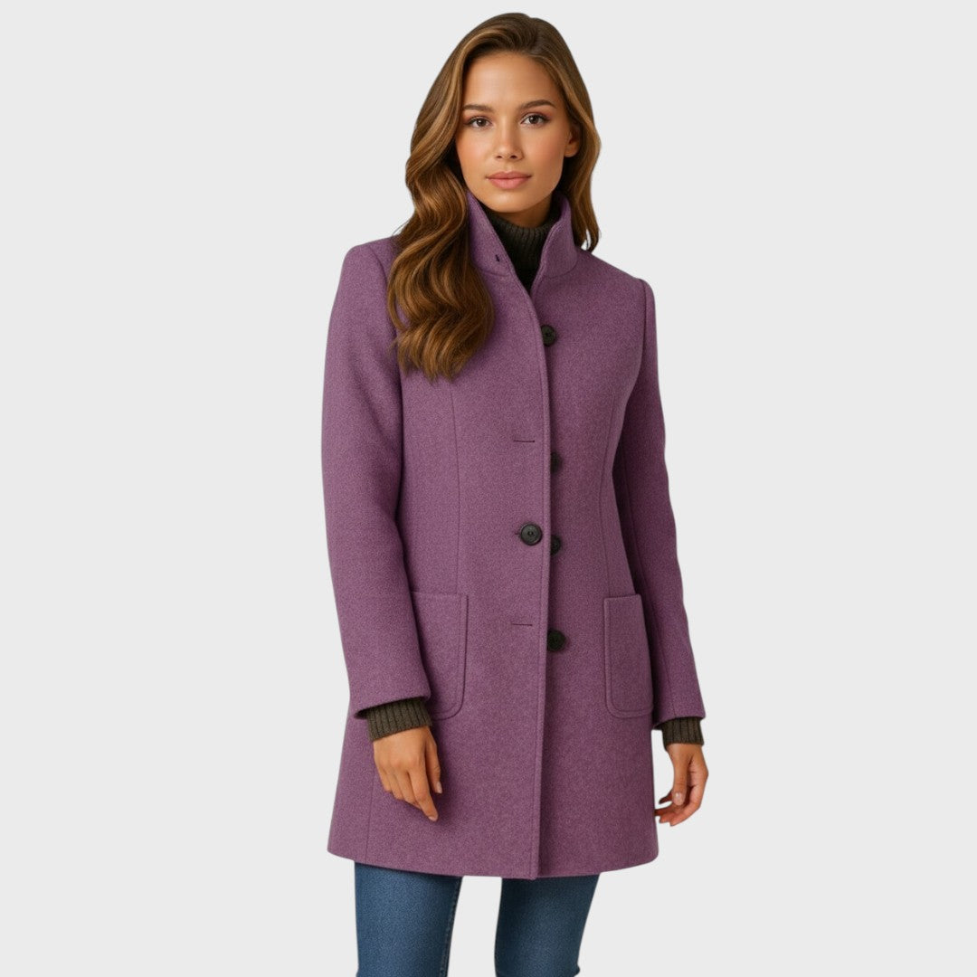 Ellarose – Eleganter Wollmantel Mit Knopfleiste
