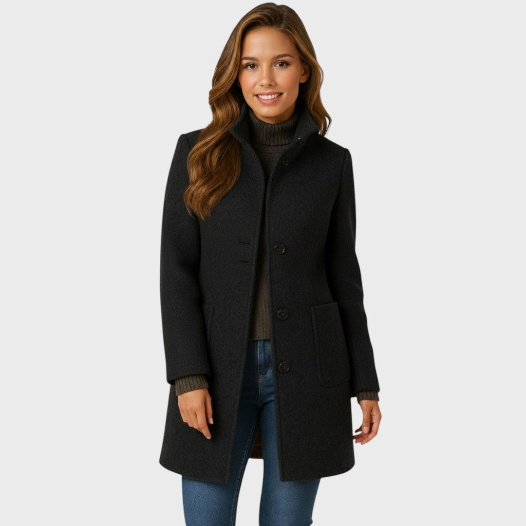 Ellarose – Eleganter Wollmantel Mit Knopfleiste