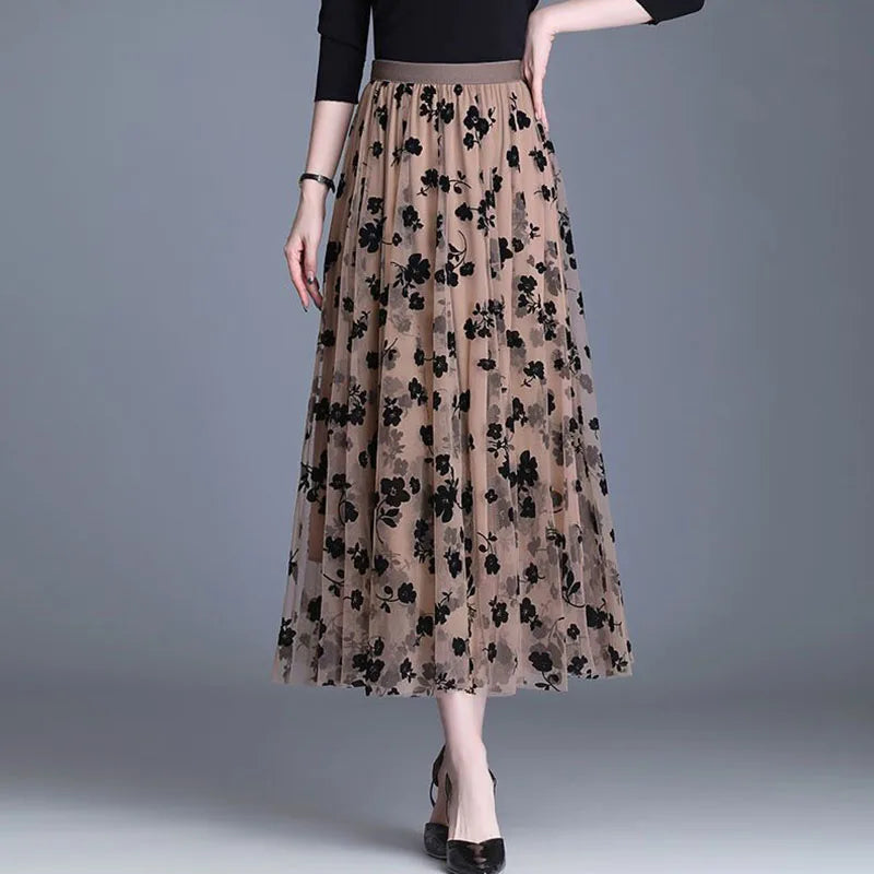 Trendy Mesh Midi-Rock - Fiona