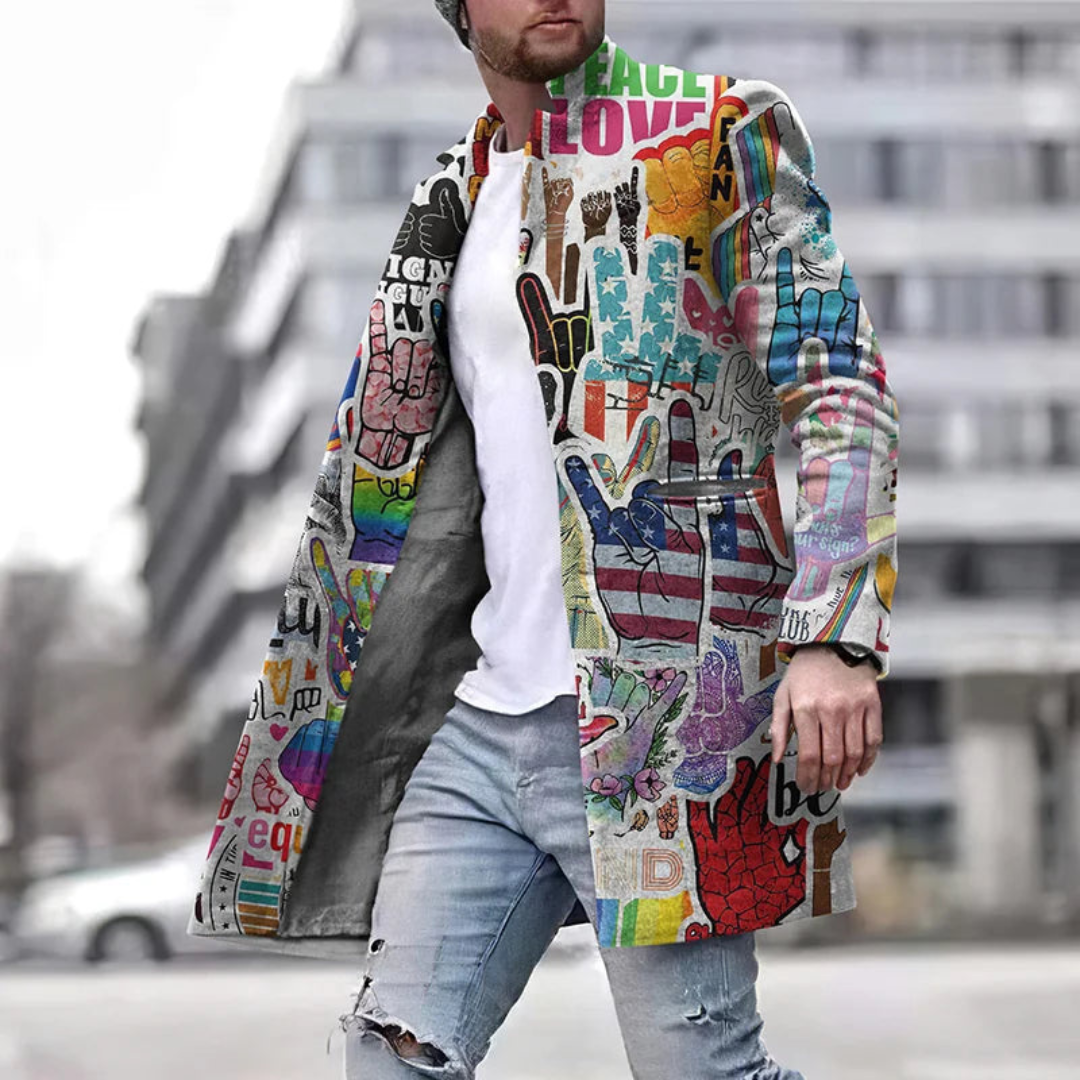 Grafikmantel Herren | Langer Mantel | Urbaner Style mit Charakter