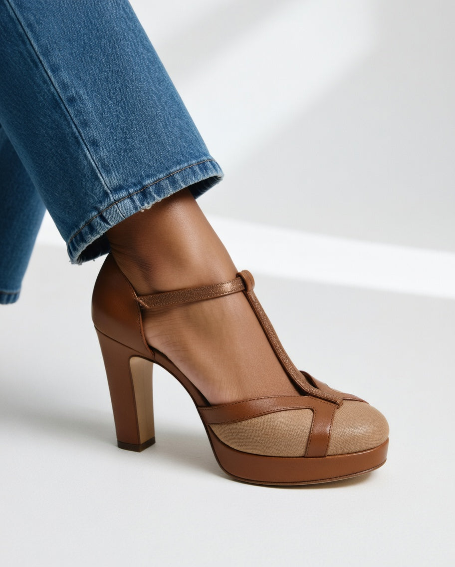 Delfinna – Eleganter Pumps Mit T-Riemchen Und Hohem Absatz