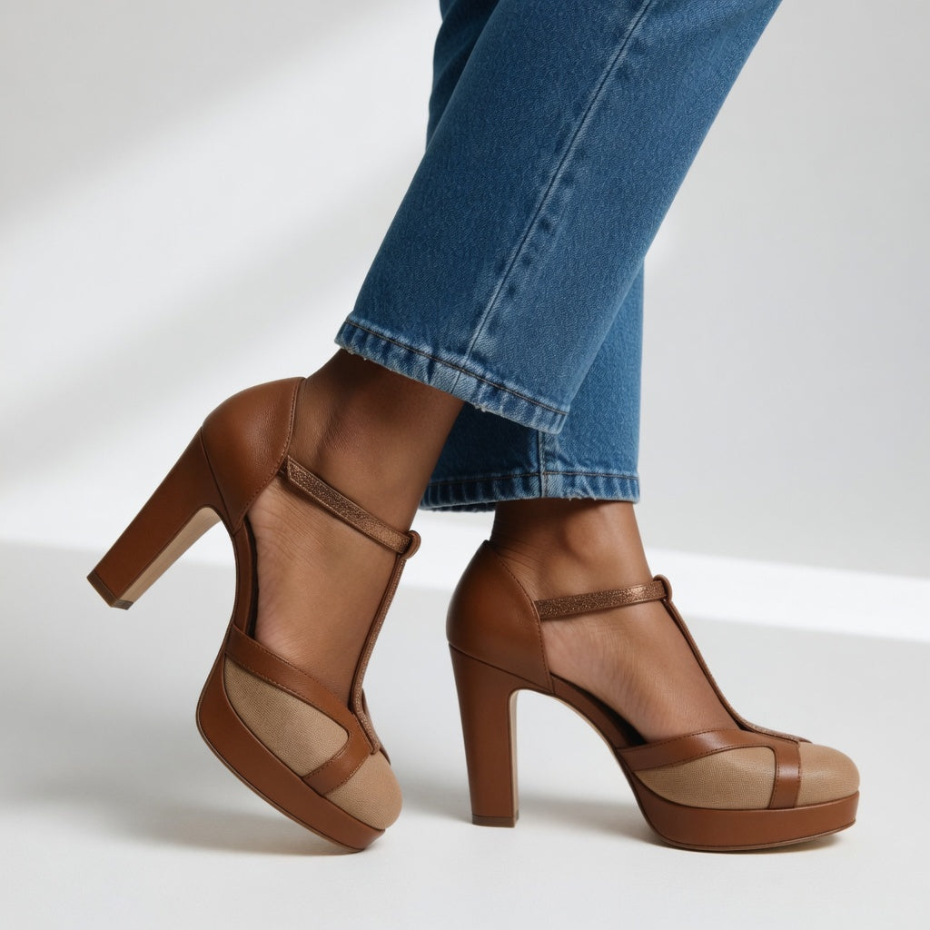 Delfinna – Eleganter Pumps Mit T-Riemchen Und Hohem Absatz