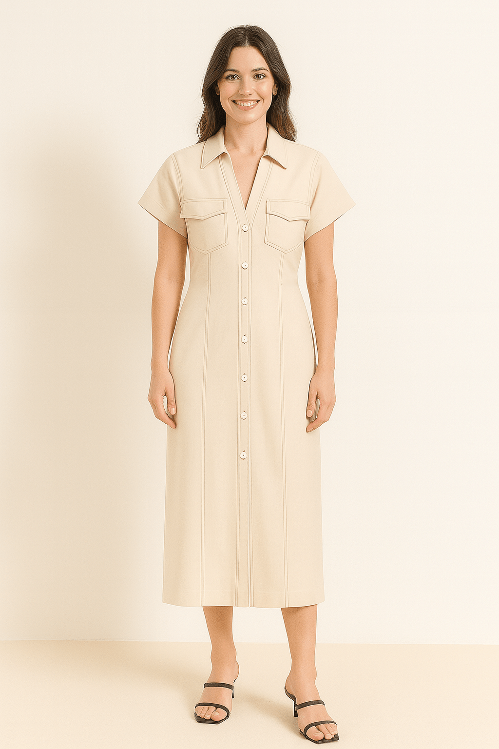 Hemdkleid Damen | Hemdkragen & Durchgehende Knopfleiste