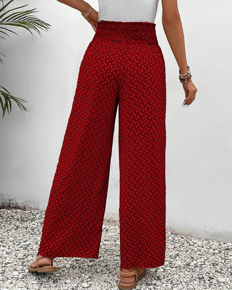 Hose mit weitem Bein Damen | Gemustert & Fließend