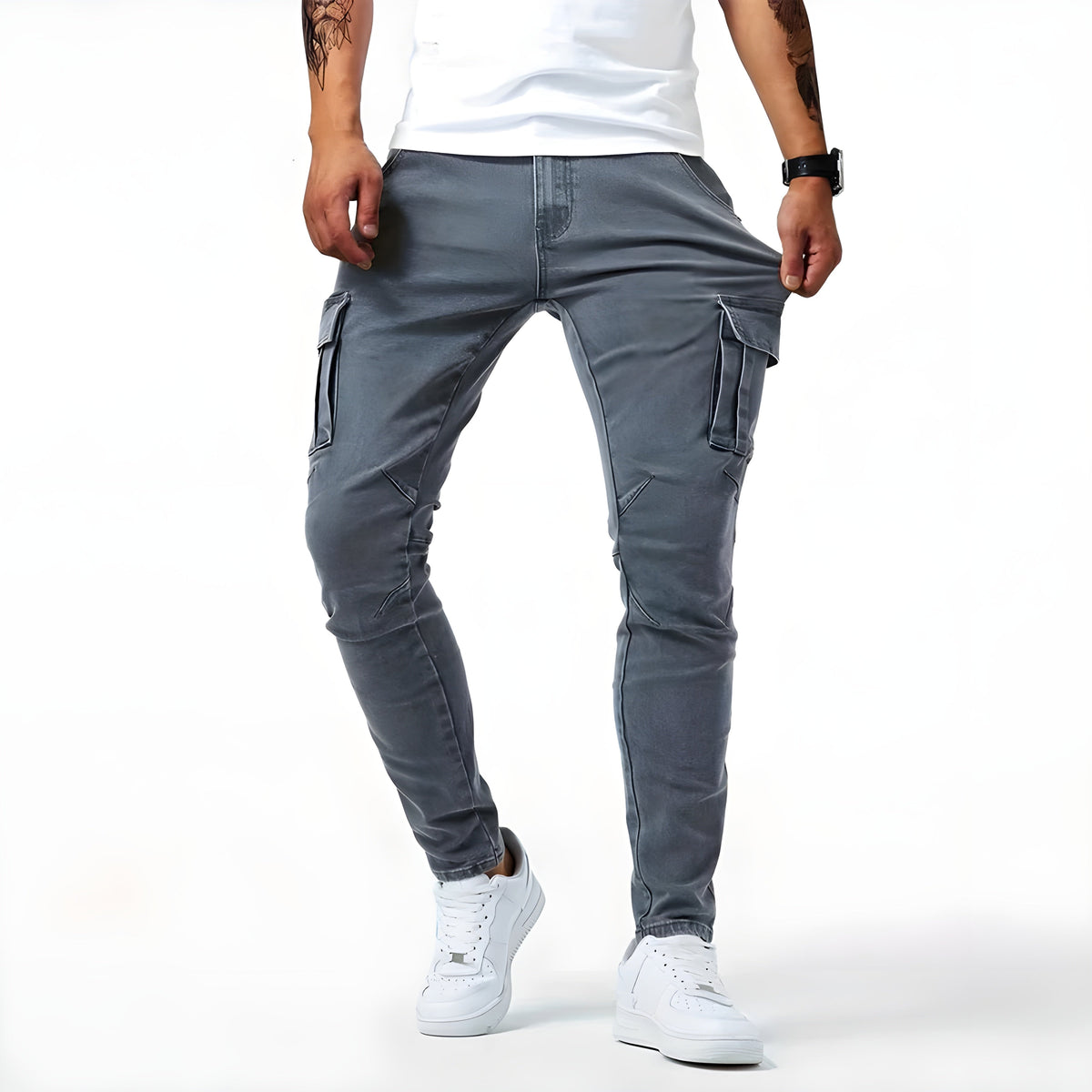 Tim | Herren Trendige Cargohose mit mehreren Taschen und schmaler Passform