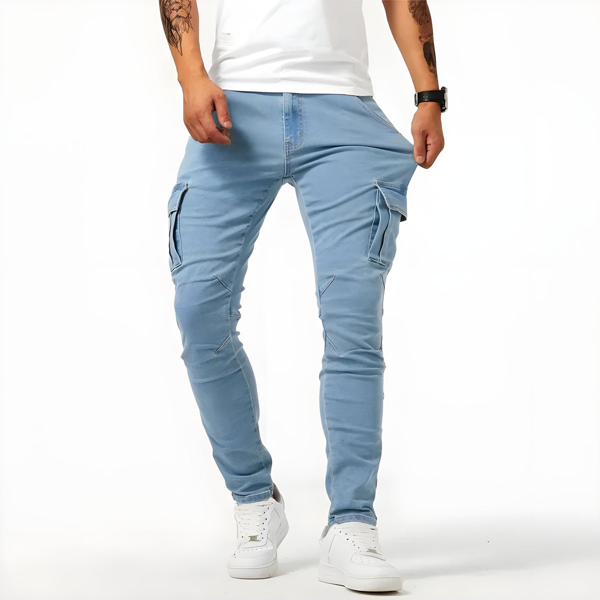 Tim | Herren Trendige Cargohose mit mehreren Taschen und schmaler Passform