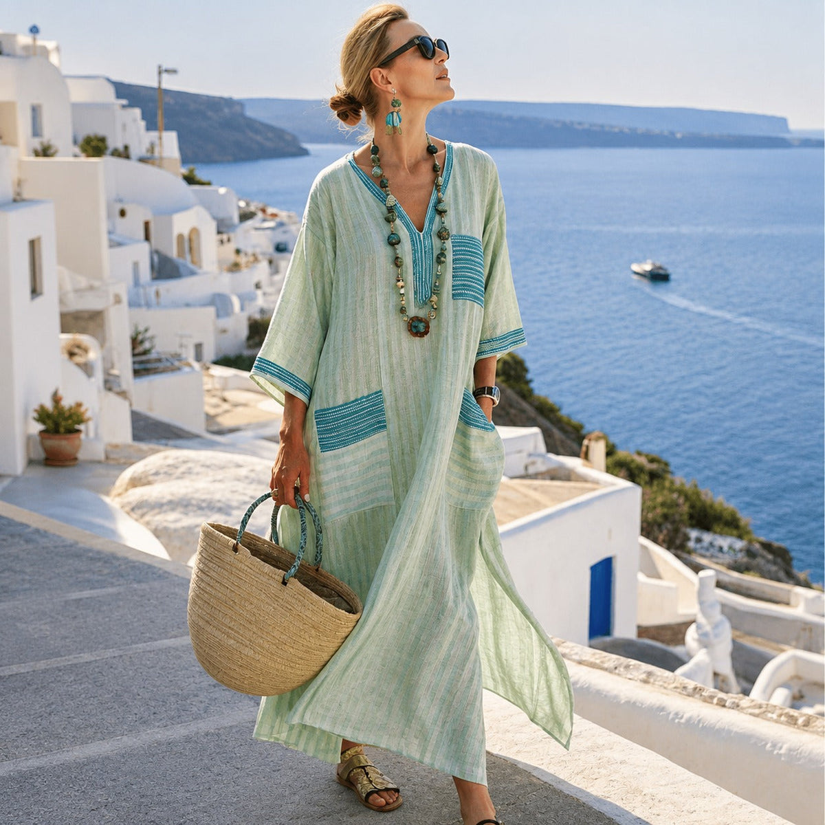 Aiza - Bedrucktes Boho-Midikleid