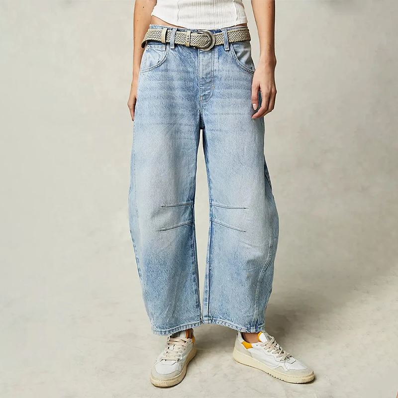 Jeans Damen | Barrel Leg & Lässig mit Vintage-Wash