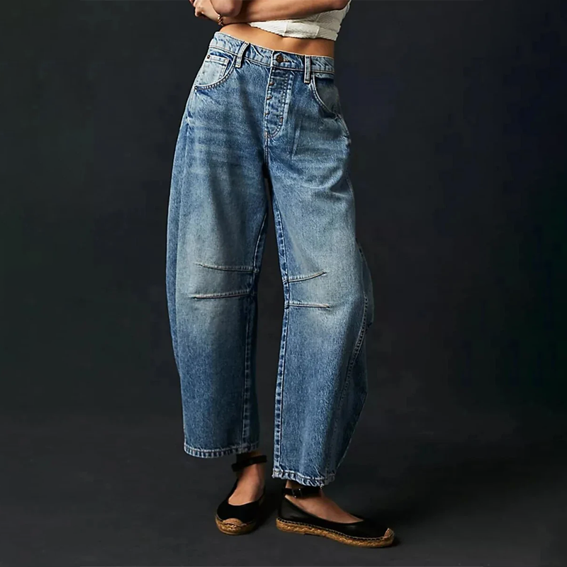 Jeans Damen | Barrel Leg & Lässig mit Vintage-Wash