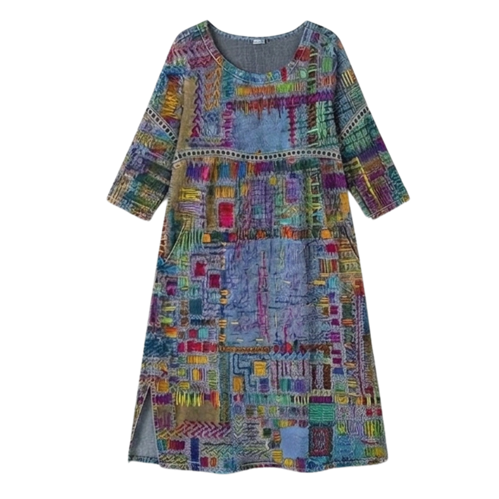 Damen Midi Kleid mit Taschen