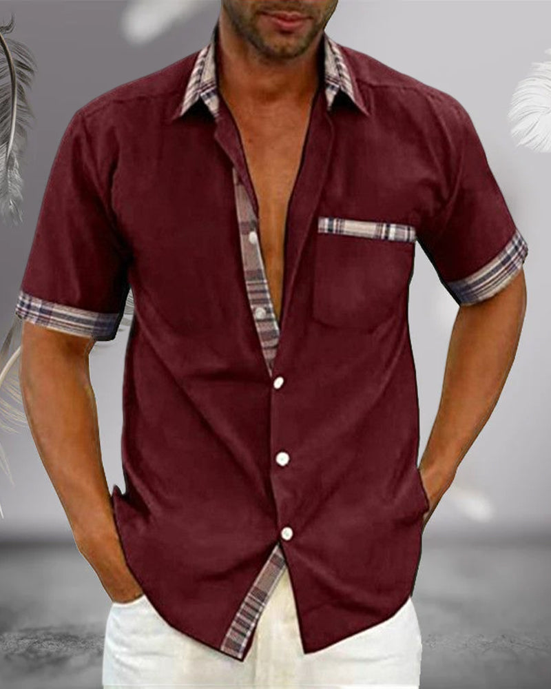 Kurzarmhemd Herren | Karierte Kontrast-Details & Sommerlicher Style