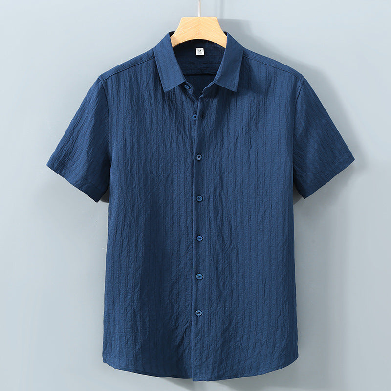 Kurzarmhemd Herren | Slim Fit mit Strukturgewebe & Knopfleiste