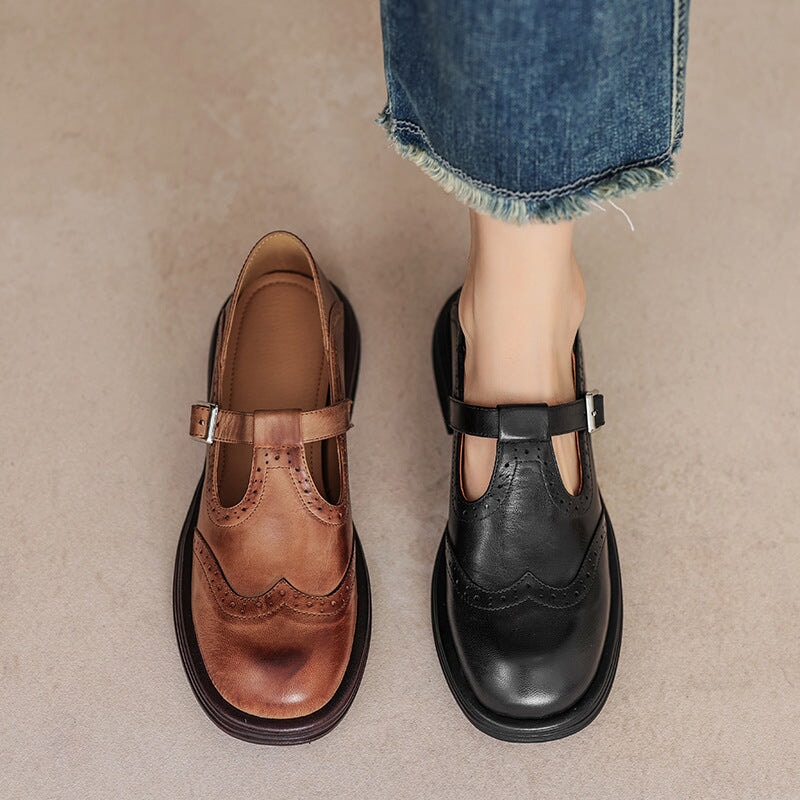 Lederschuhe Damen | Eleganter Riemen & Bequemer Halt