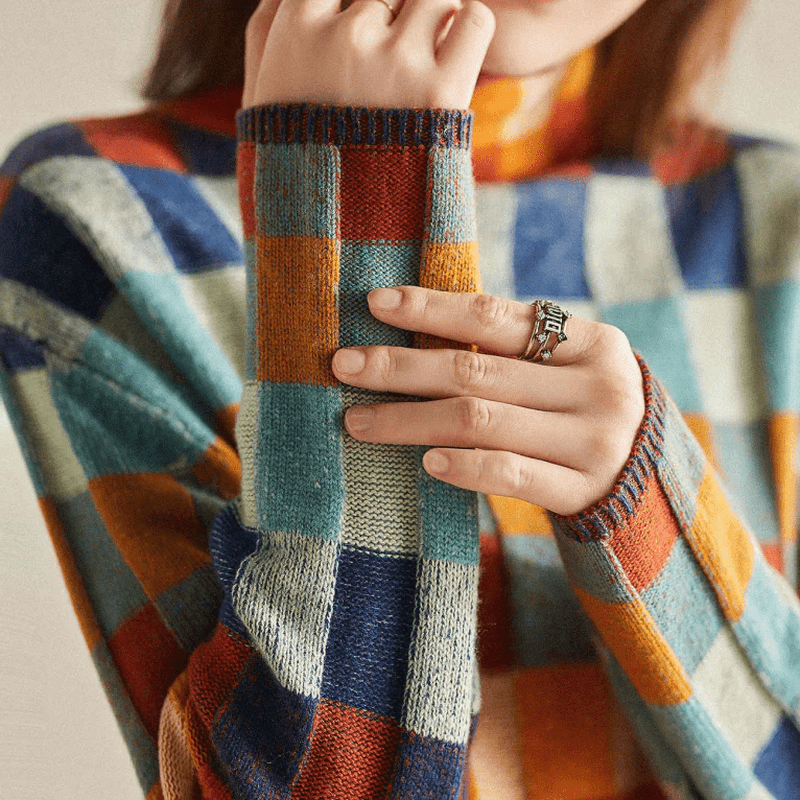 Drune | Gemütliche Couture Cashmere Patchwork Rollkragenpullover