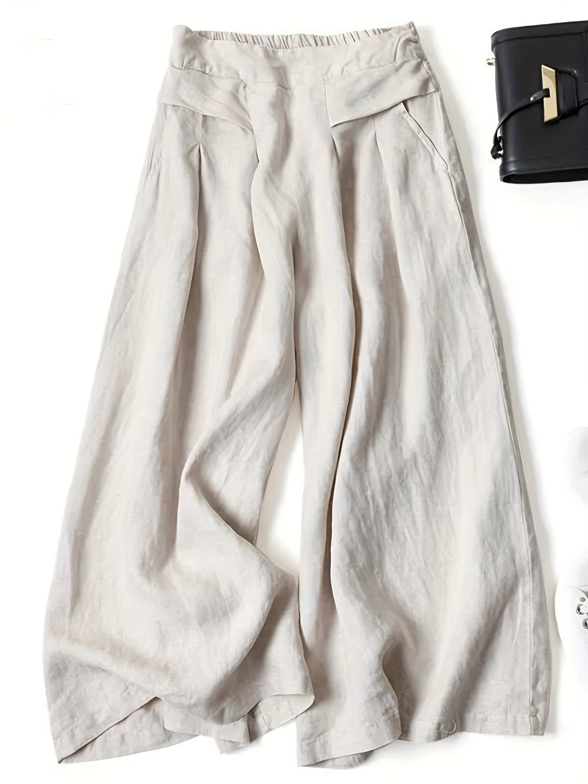 Chrissy | Leinenmix-Hose mit weitem Bein und elastischem Bund