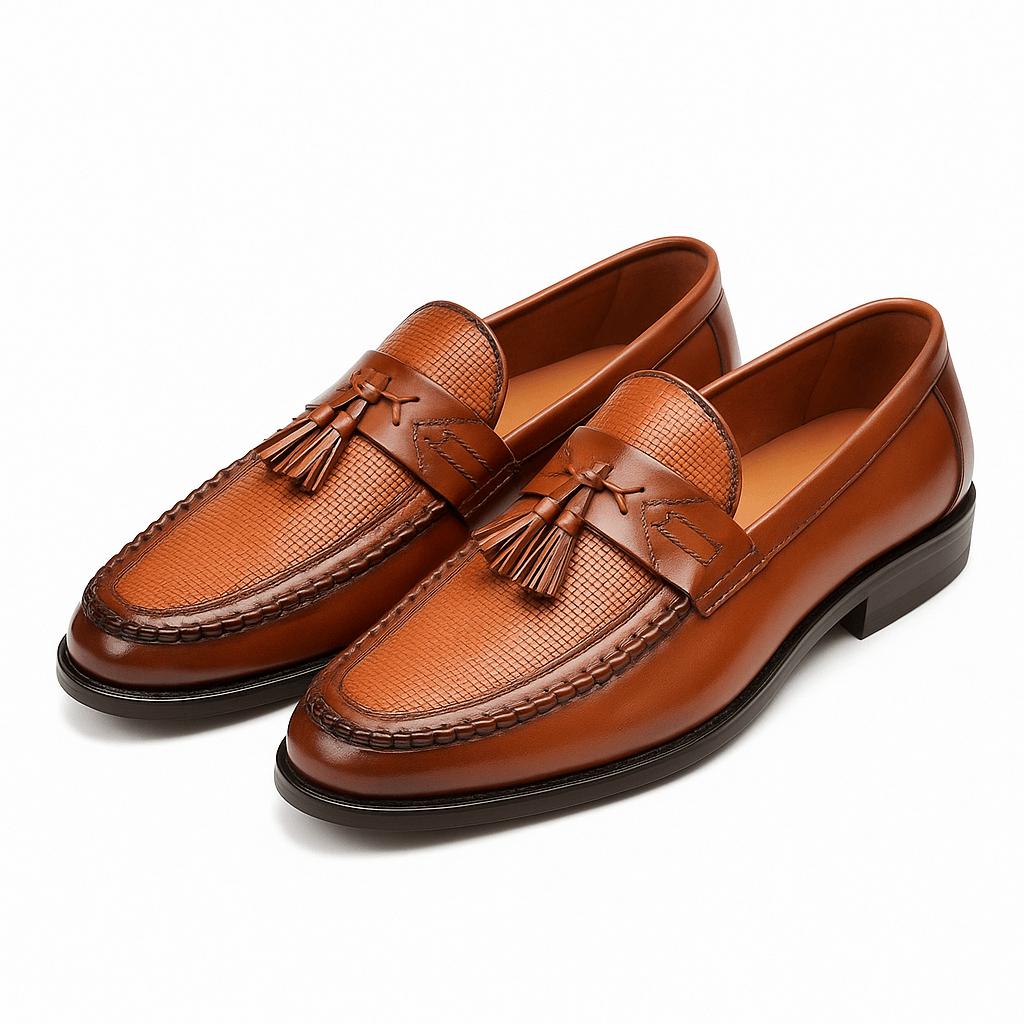 Loafer Herren | Eleganter Tassel-Slipper mit Flechtmuster & Lederbesatz