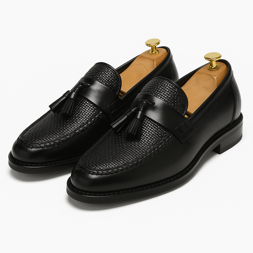 Loafer Herren | Eleganter Tassel-Slipper mit Flechtmuster & Lederbesatz