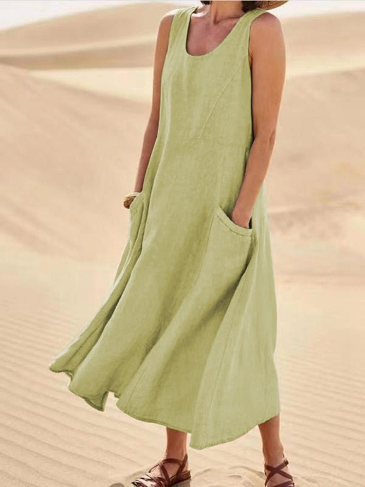 Luftiges Maxi Kleid Damen | Locker fallender Schnitt & praktische Taschen