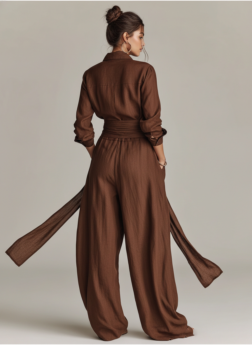 Ingeborg | Damen Jumpsuit Leinen Gürtel Hemdkragen – Leinen Overall Gürtel 2026