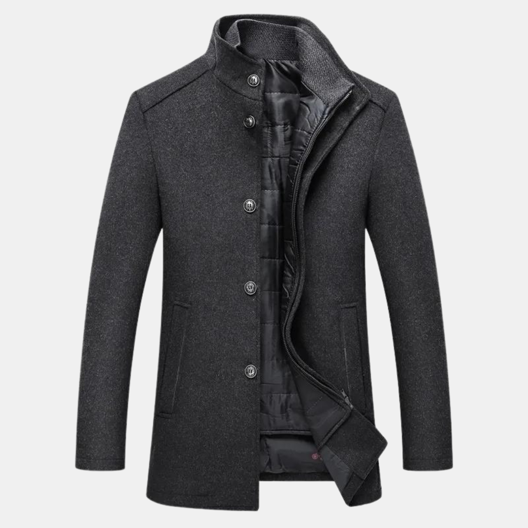 Mantel Herren | Eleganter Stehkragen | Gepolsterte Wärme für kalte Tage