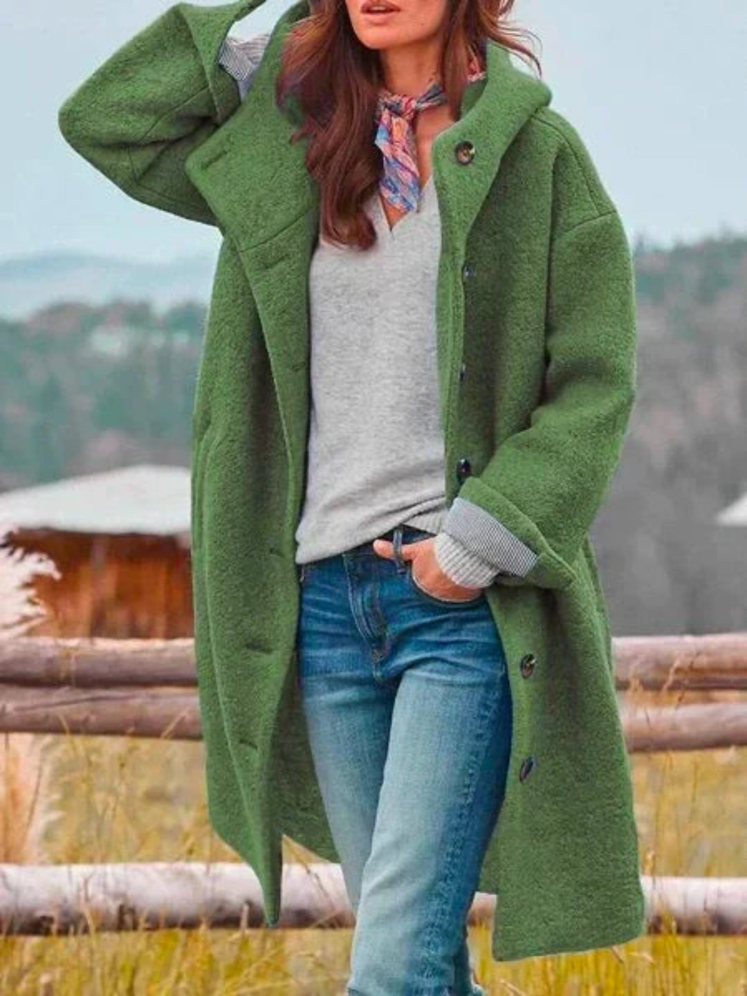 Mantel Damen Oversized mit Kapuze