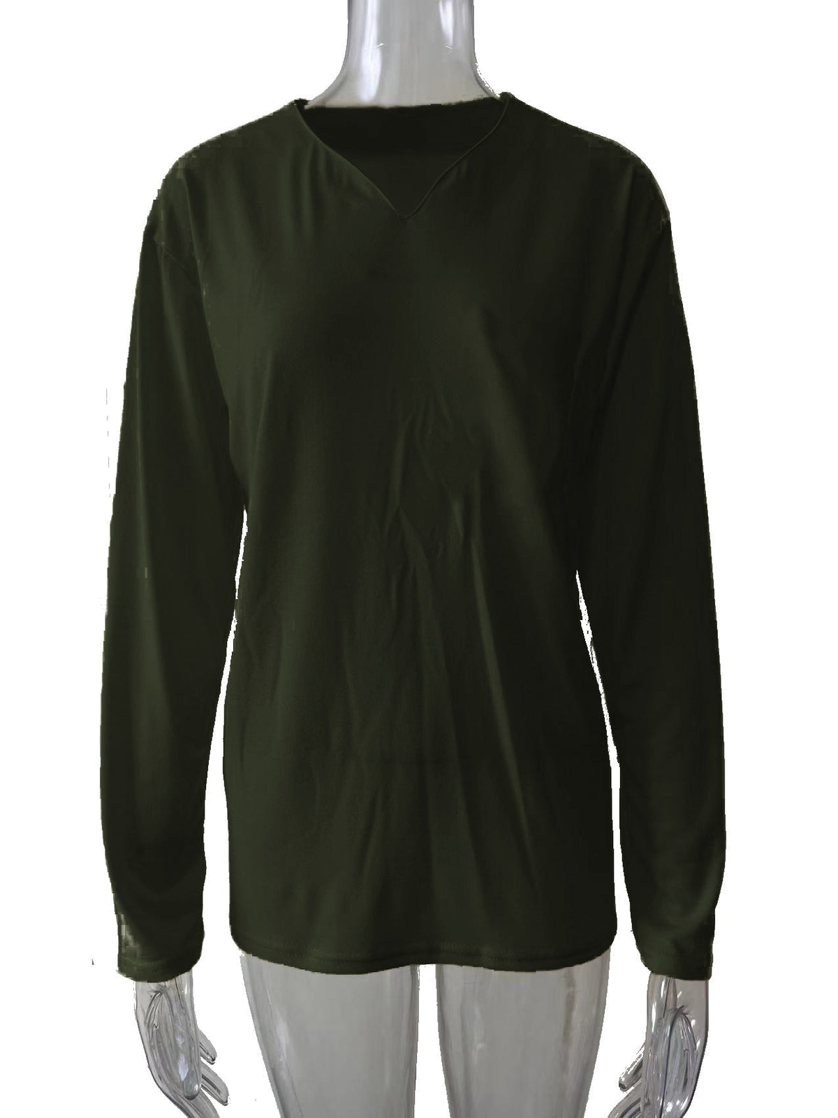 Damen nan legeres Langarmshirt mit V-Notch-Ausschnitt, Brusttasche und lockerer Oversize-Passform Drune