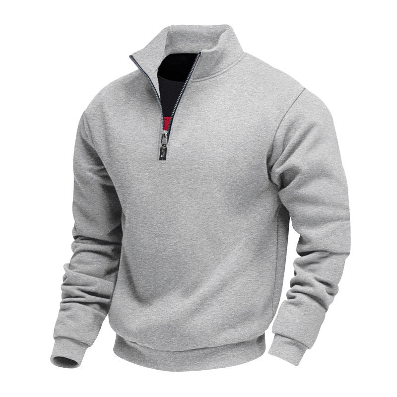 Herren nan halbhoher Reißverschluss-Sweatpullover mit Stehkragen weichem Fleecefutter und elastischen Bündchen Drune