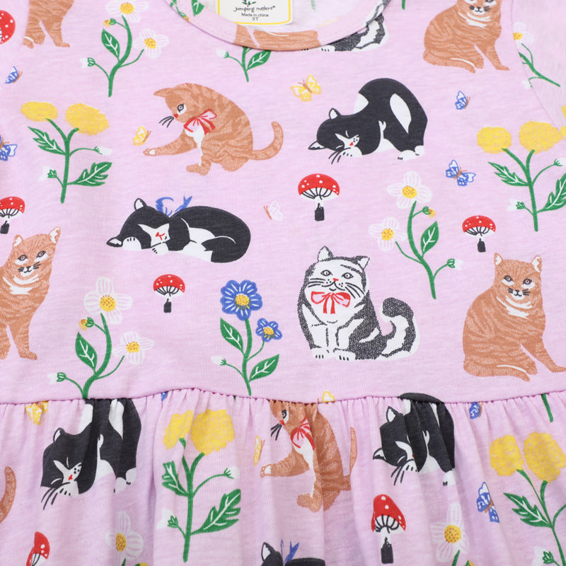Mädchen T-Shirt Kleid mit kreativem Taschenmotiv Drune