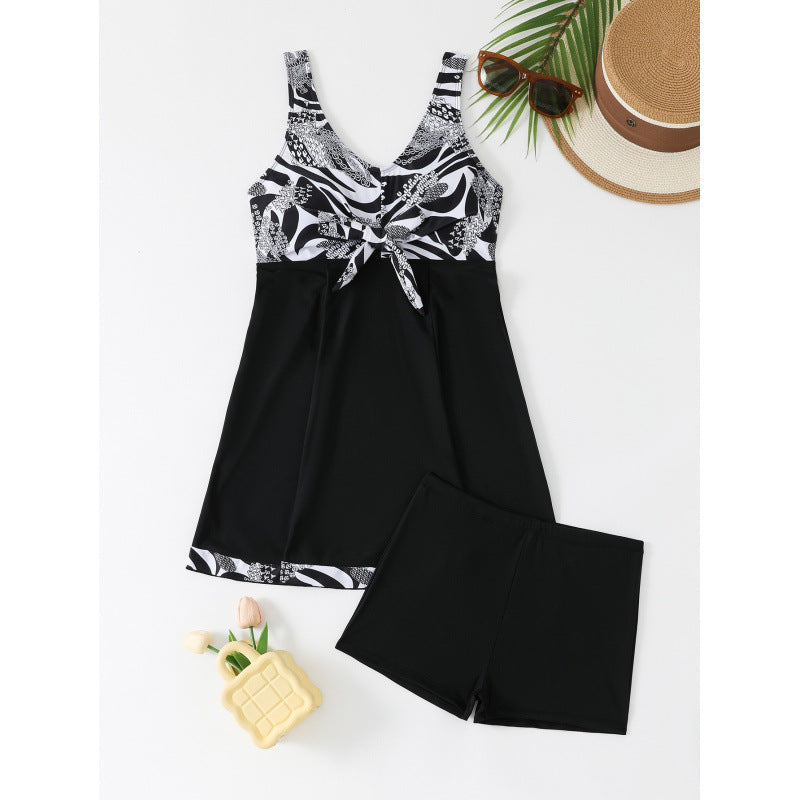 Damen Sportliches Tankini-Set mit modischem Knoten und Shorts Drune
