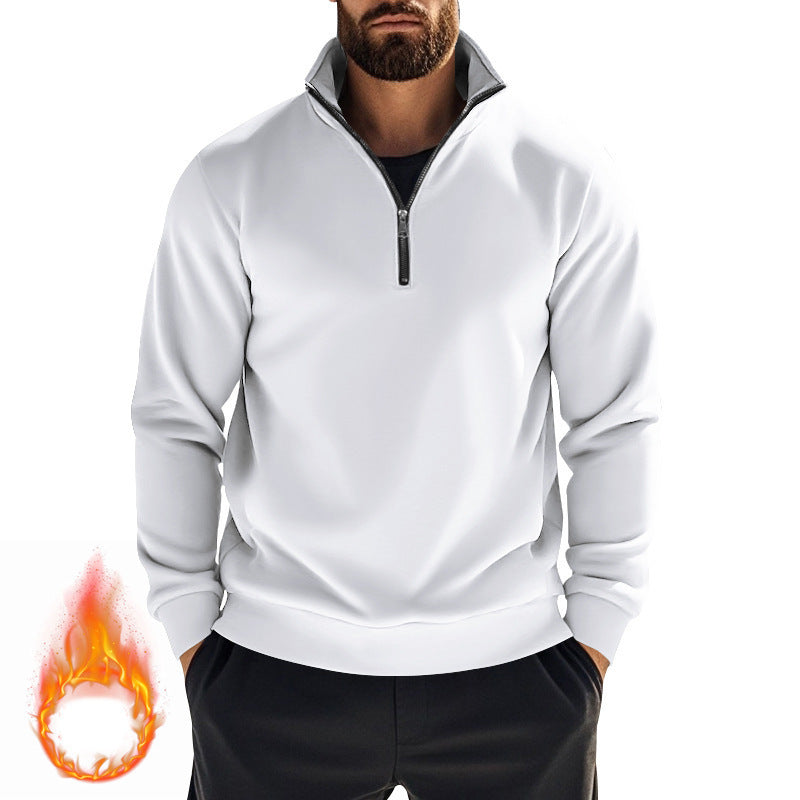 Herren nan halbhoher Reißverschluss-Sweatpullover mit Stehkragen weichem Fleecefutter und elastischen Bündchen Drune