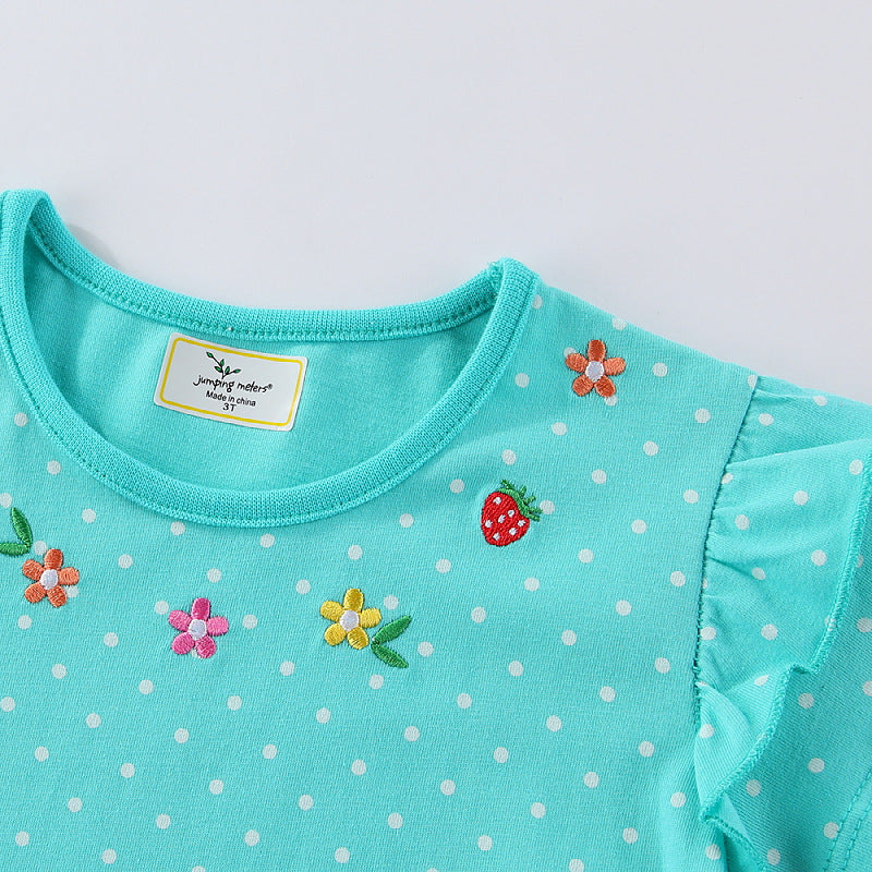 Mädchen Kurzarm Kleid mit verspieltem Hasen- und Blumenmotiv Drune